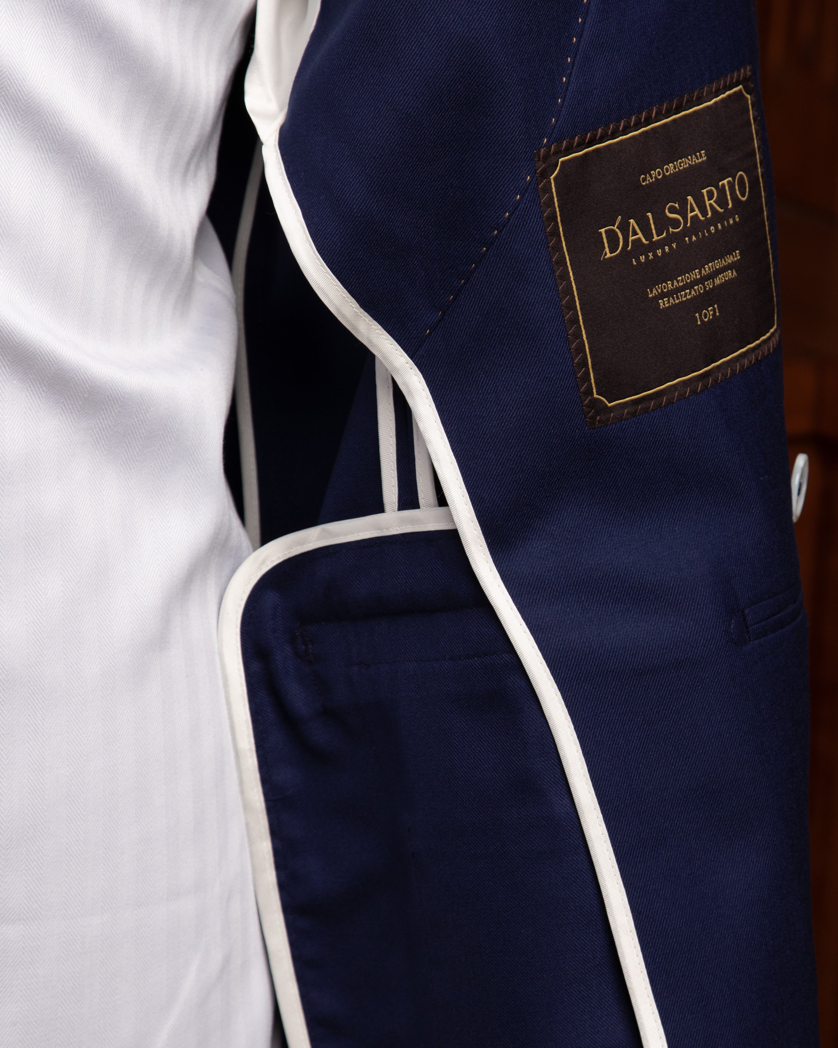 Perugino Blue Suit with White Mother of Pearl Buttons