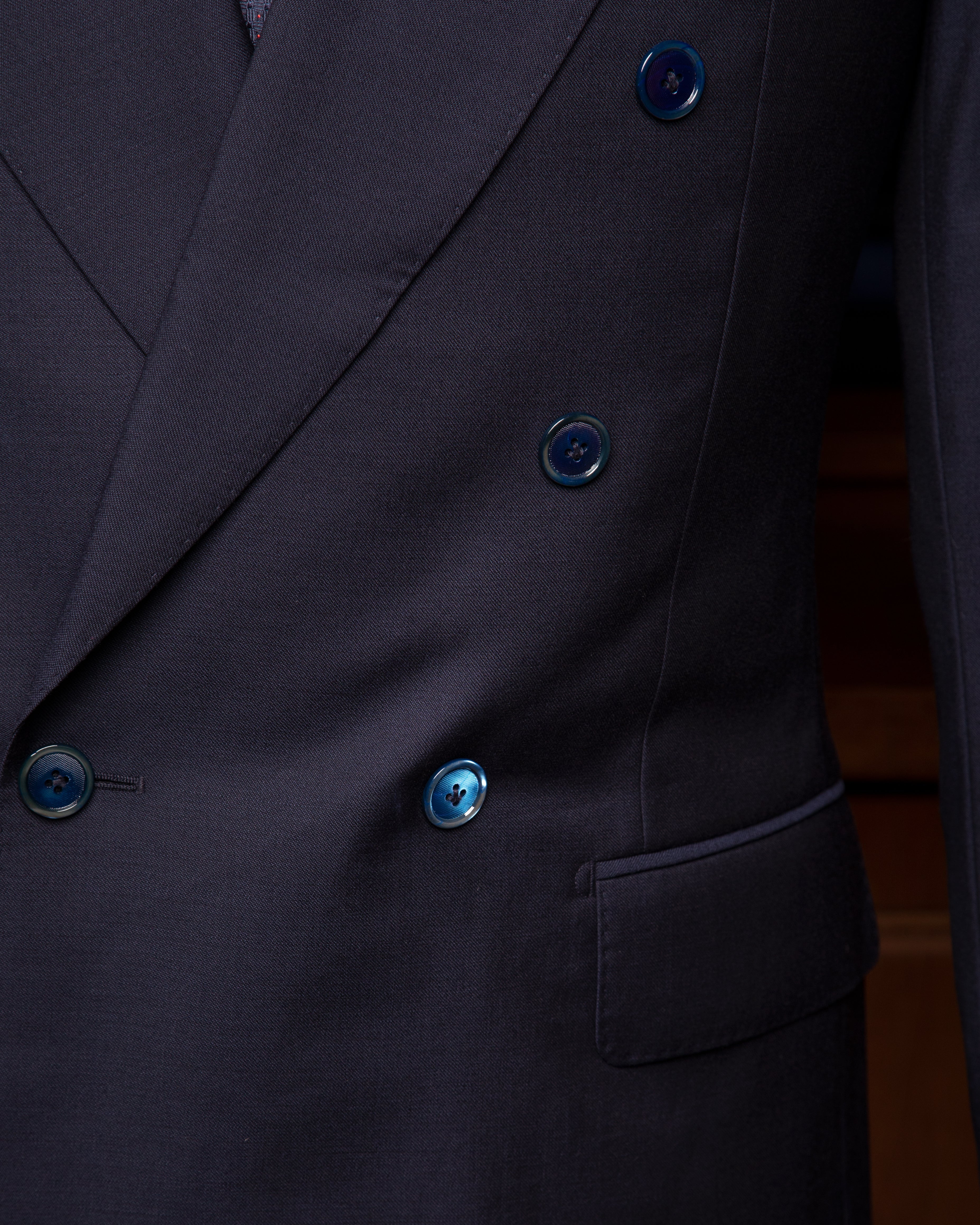 Perugino Double-Breasted Medium Blue Suit