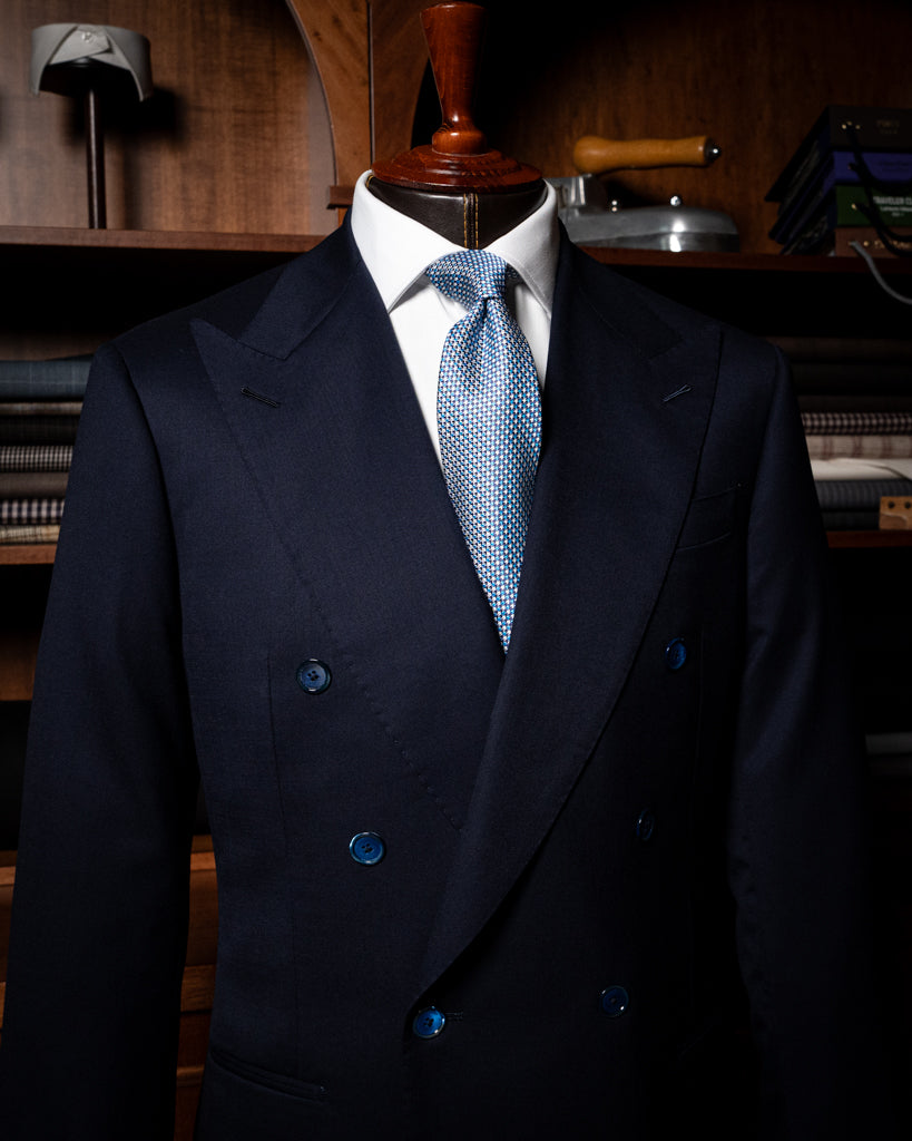 Perugino Herringbone Suit Medium Blue