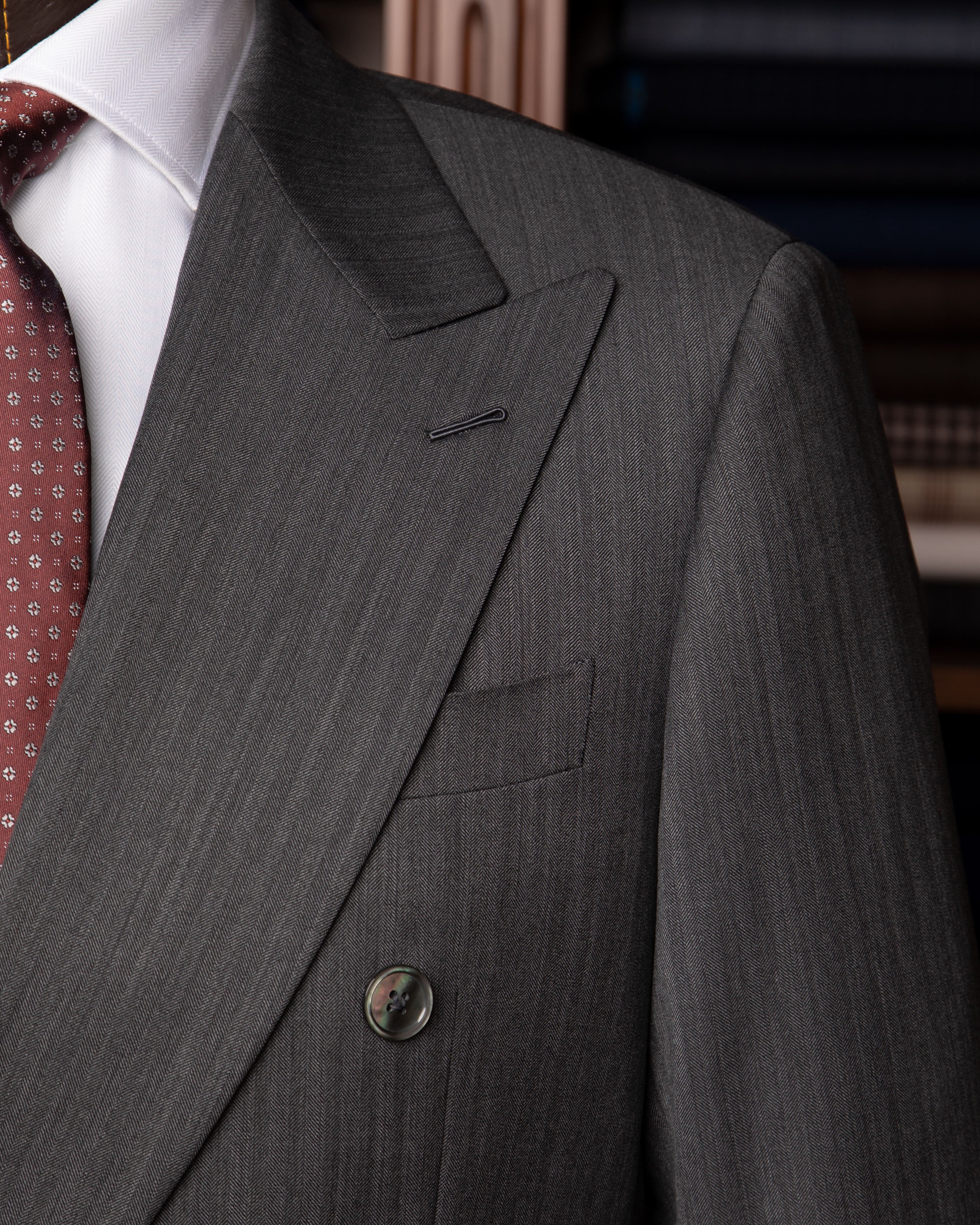 Perugino Herringbone Grey Suit