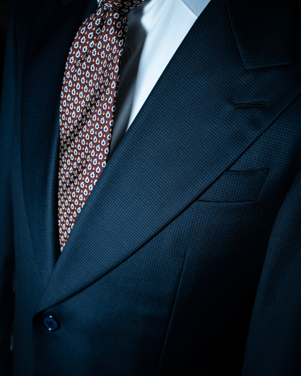 Bernini Indigo Blue Pied de Poule Suit