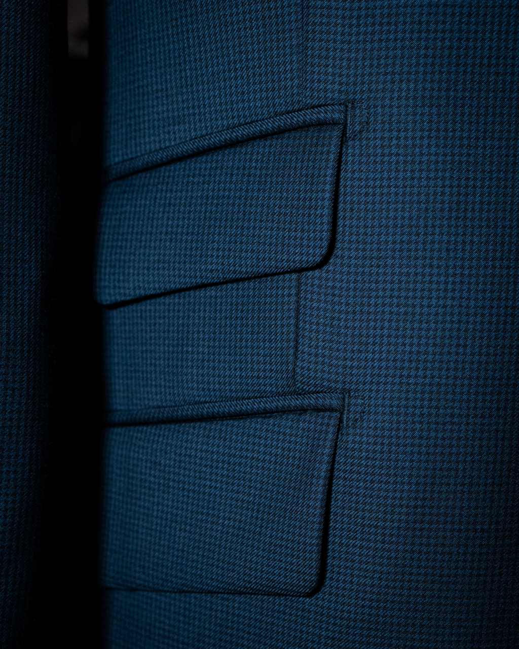 Bernini Indigo Blue Pied de Poule Suit