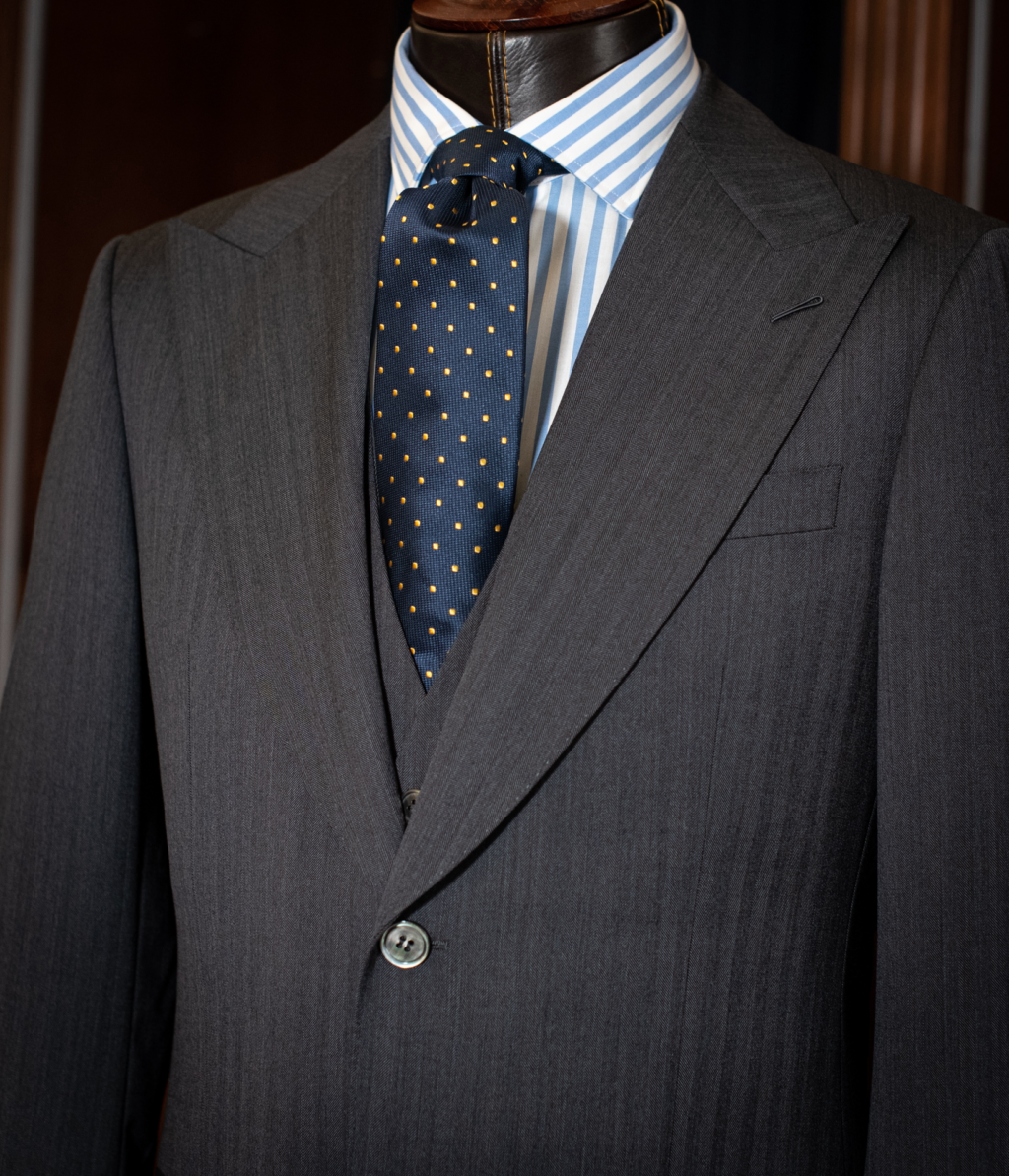 Bernini Suit 3 Pieces Dark Gray Herringbone