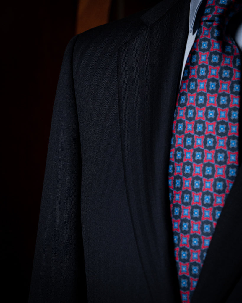 Giotto Herringbone Blue Suit