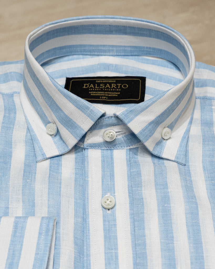 Camicia Button Down Bacchettata Azzurra