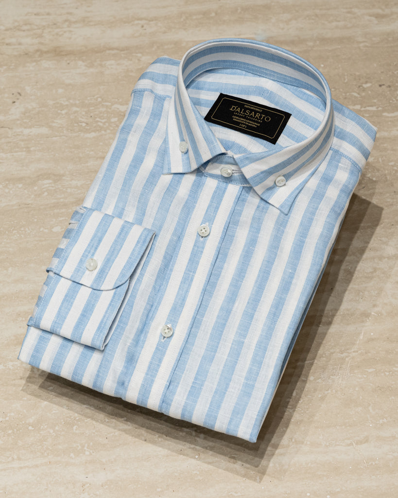 Camicia Button Down Bacchettata Azzurra