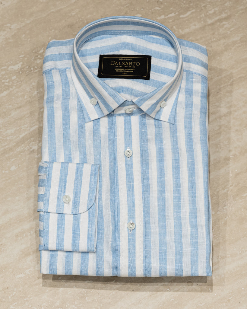 Camicia Button Down Bacchettata Azzurra