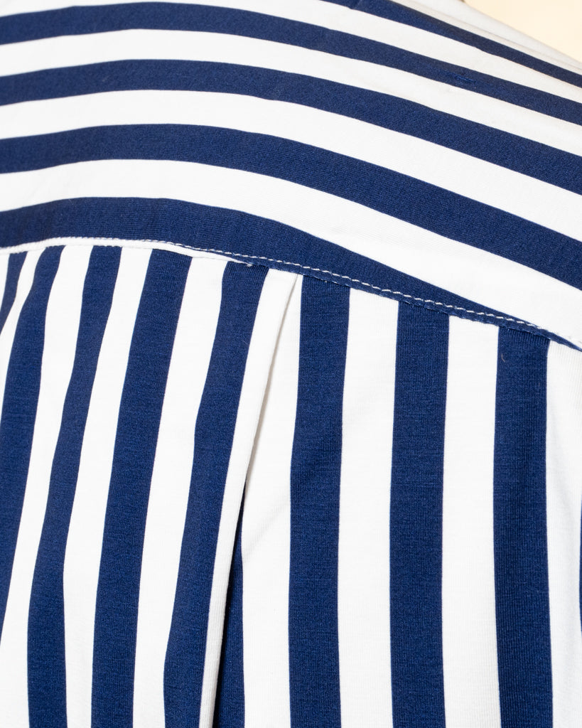 Camicia Bacchettata Blu Stretch