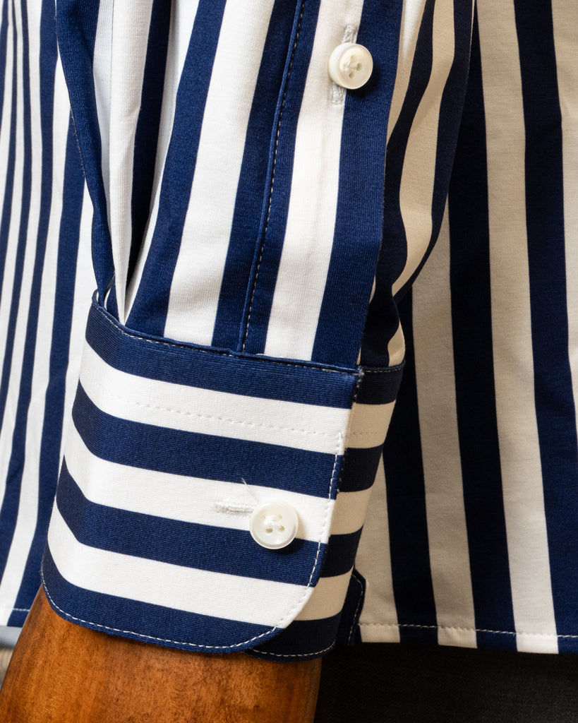 Camicia Bacchettata Blu Stretch