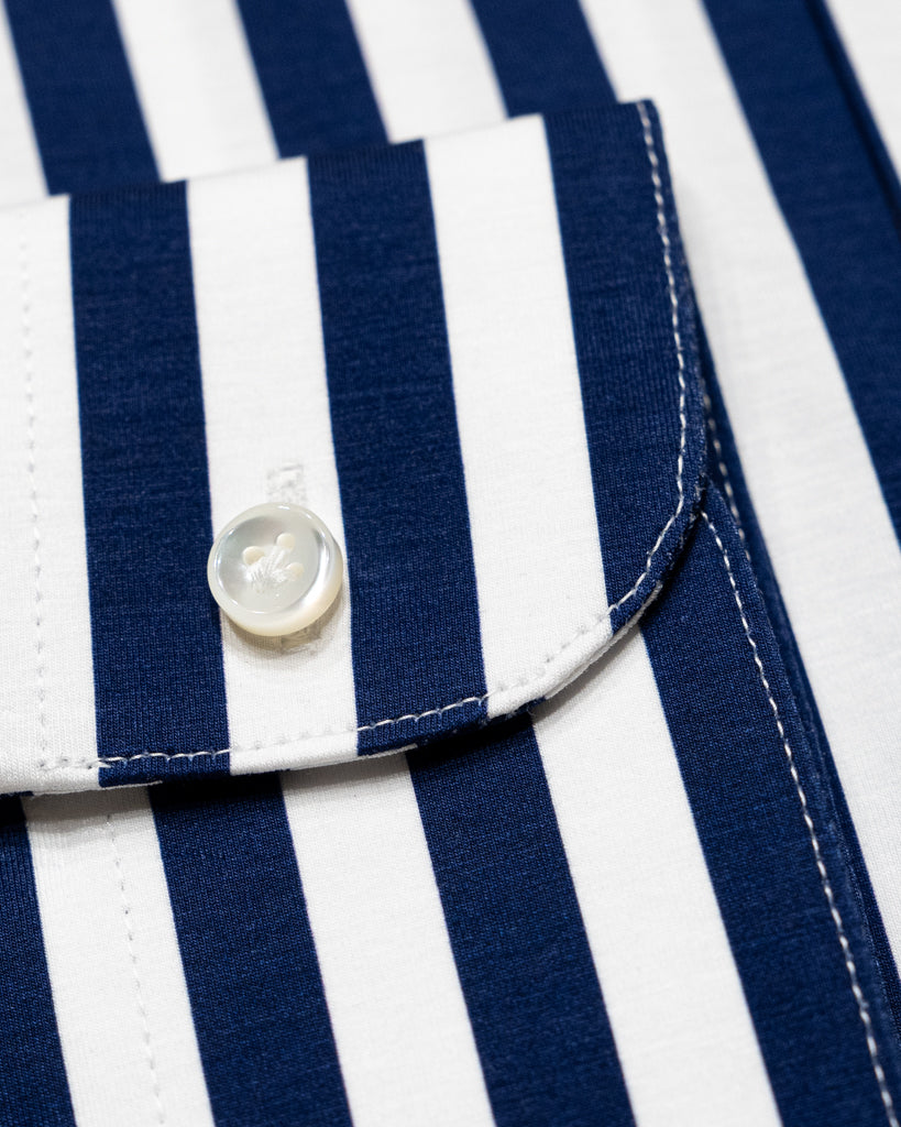 Camicia Bacchettata Blu Stretch