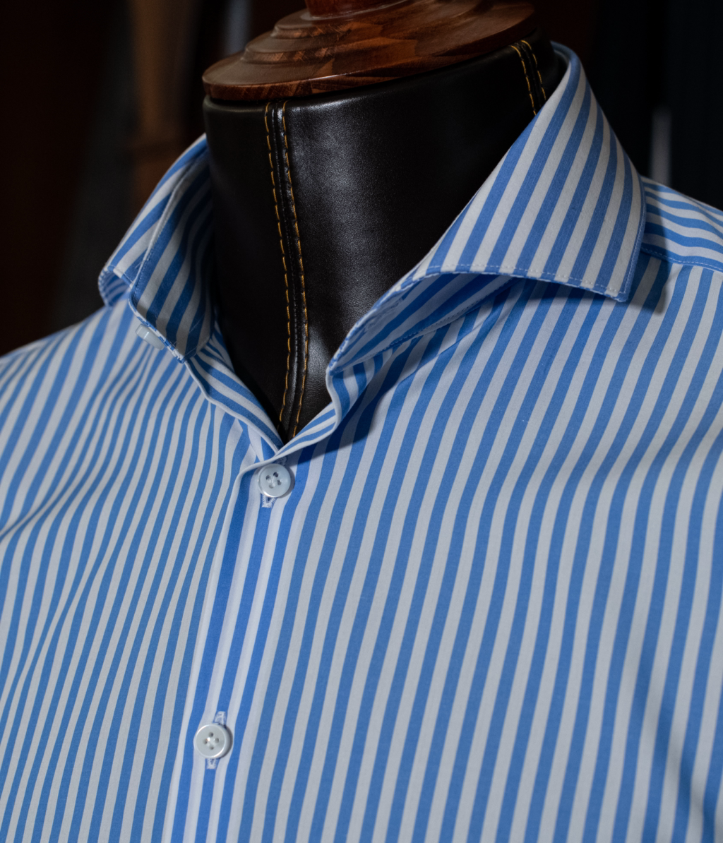 Camicia Bianca e Azzurra Bacchettata