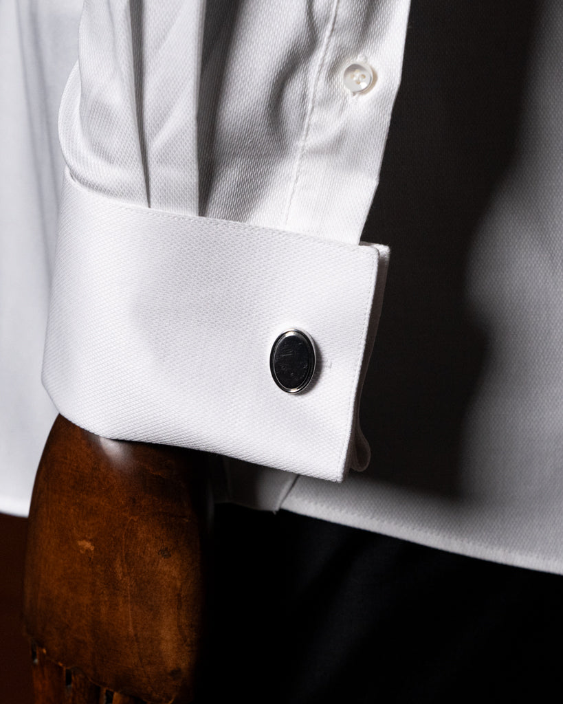 Camicia Cerimonia Bianco Piquè con Plissé