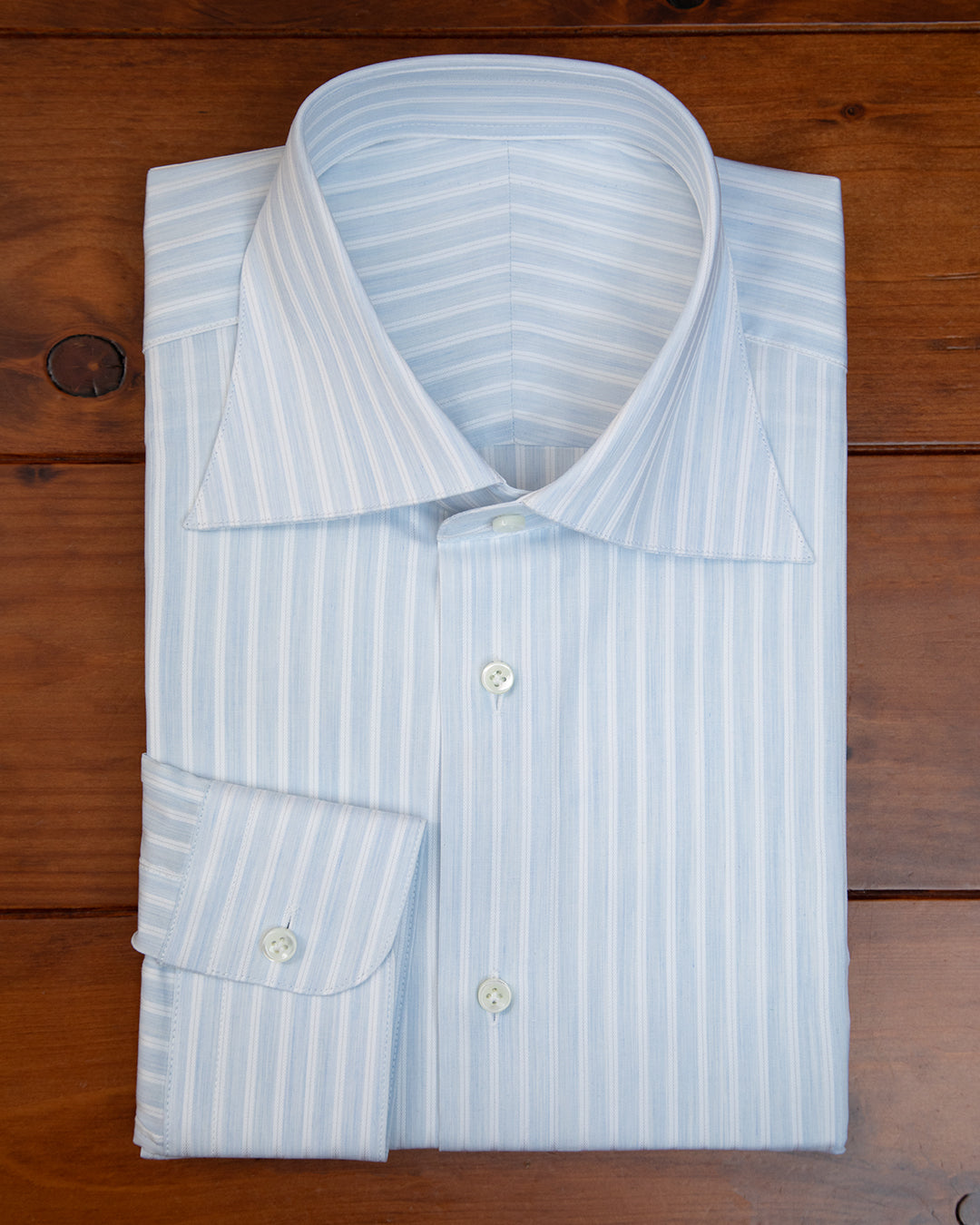 Camicia Spinata a Righe Celesti