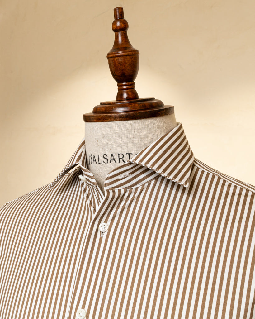 Brown Striped Stretch Shirt