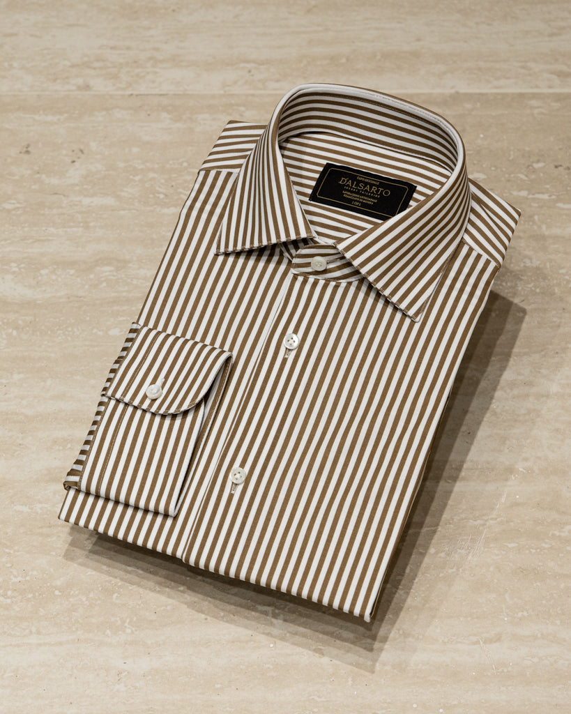 Brown Striped Stretch Shirt