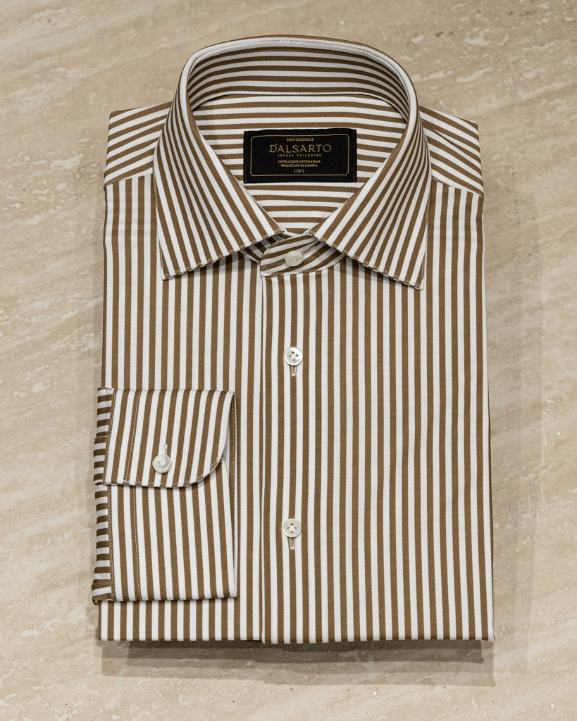 Camicia Stretch Bacchettata Marrone