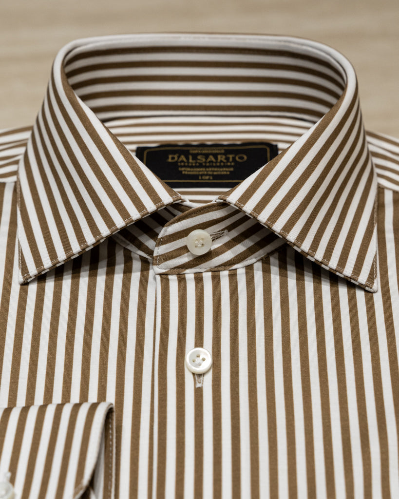 Camicia Stretch Bacchettata Marrone