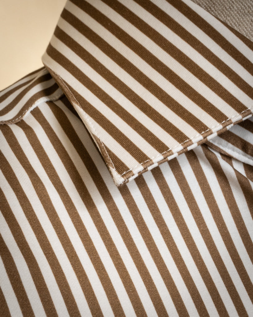 Brown Striped Stretch Shirt