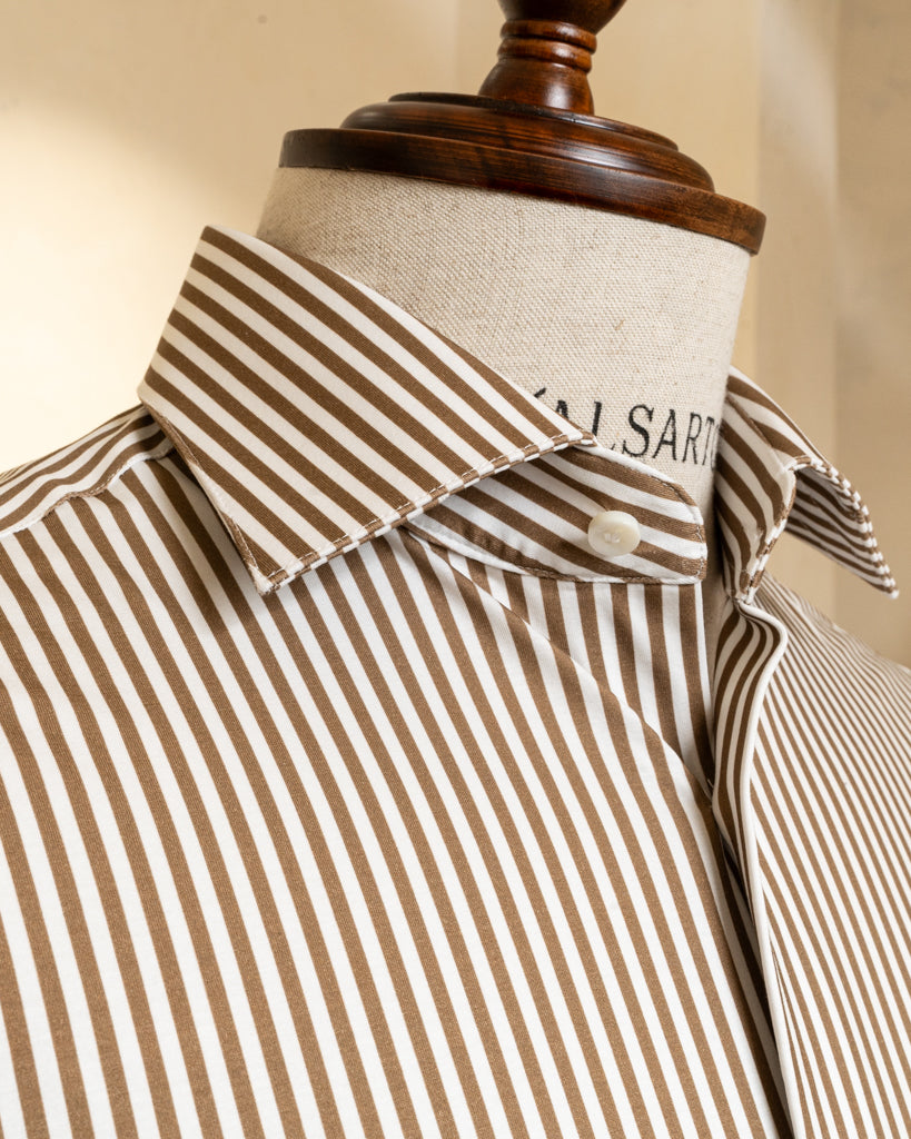Brown Striped Stretch Shirt