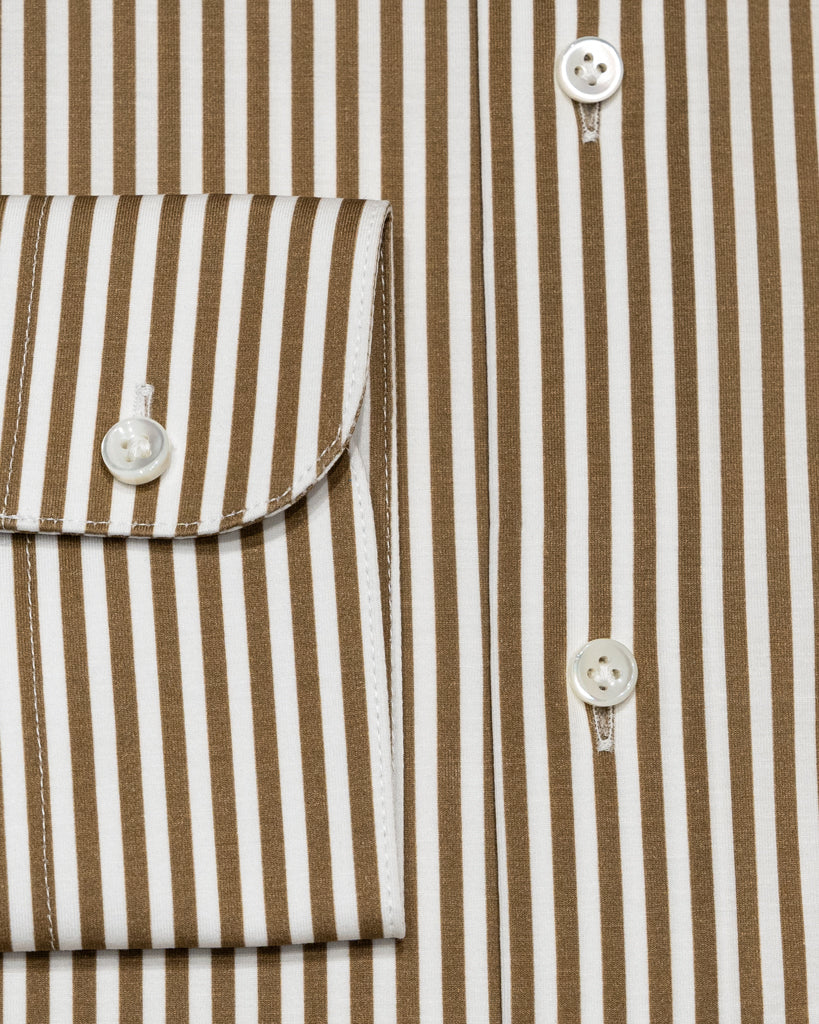 Camicia Stretch Bacchettata Marrone