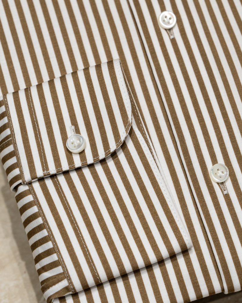 Brown Striped Stretch Shirt