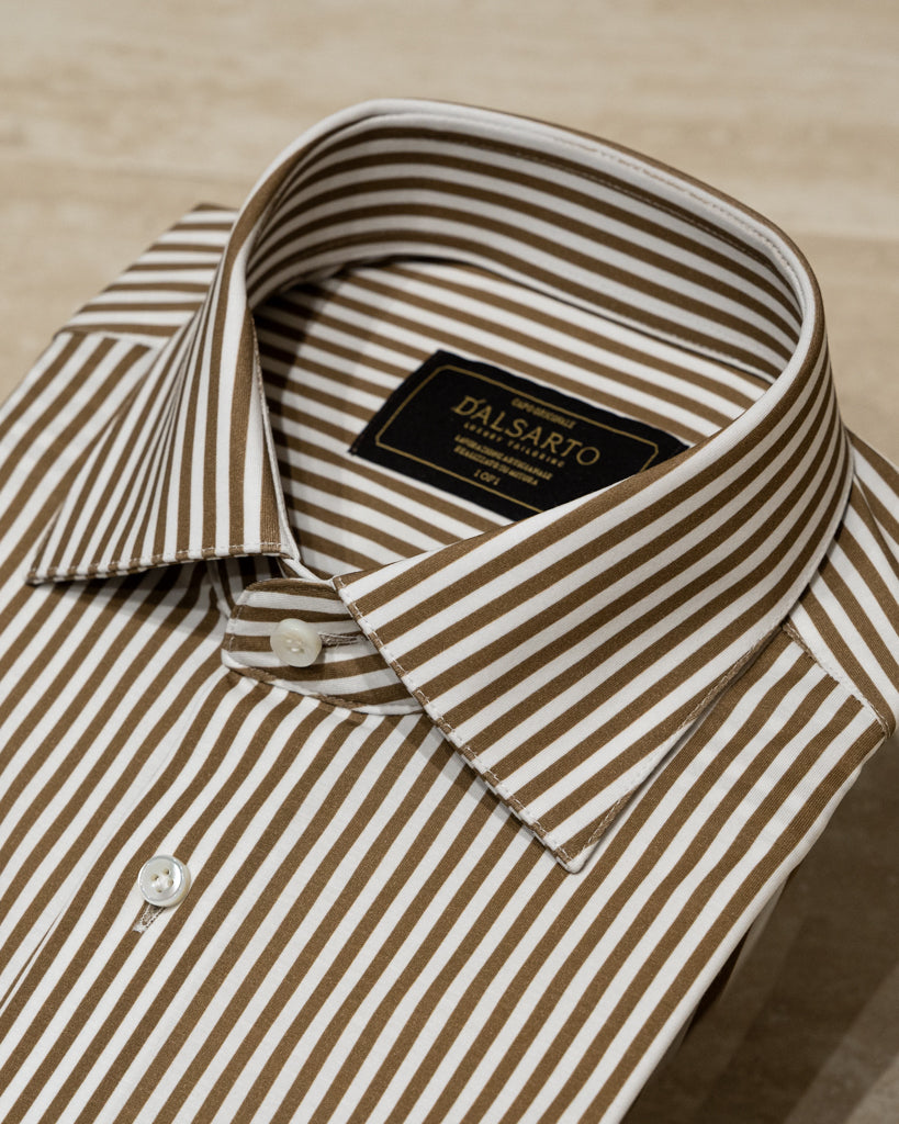 Brown Striped Stretch Shirt