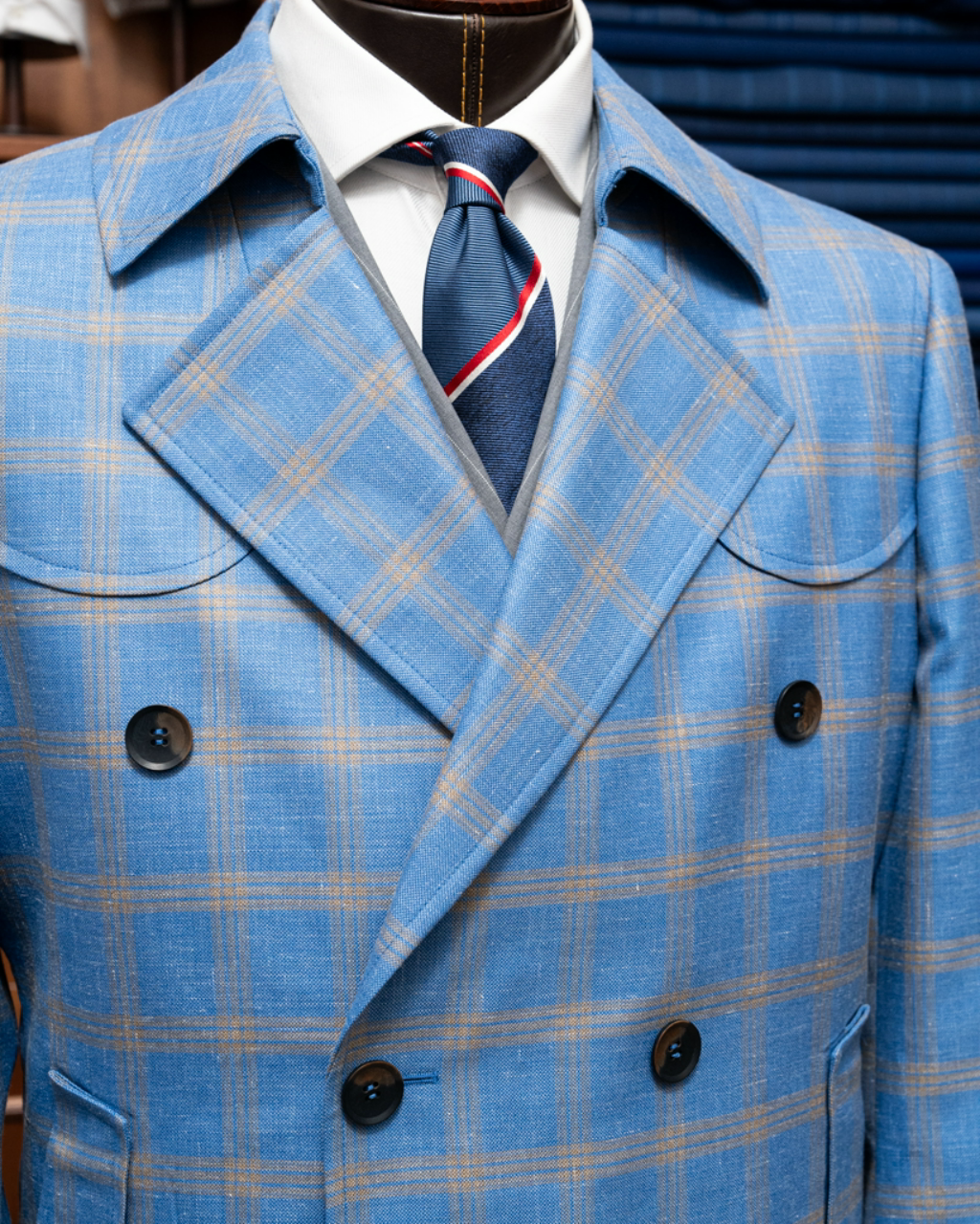 Cappotto Azzurro a Quadri