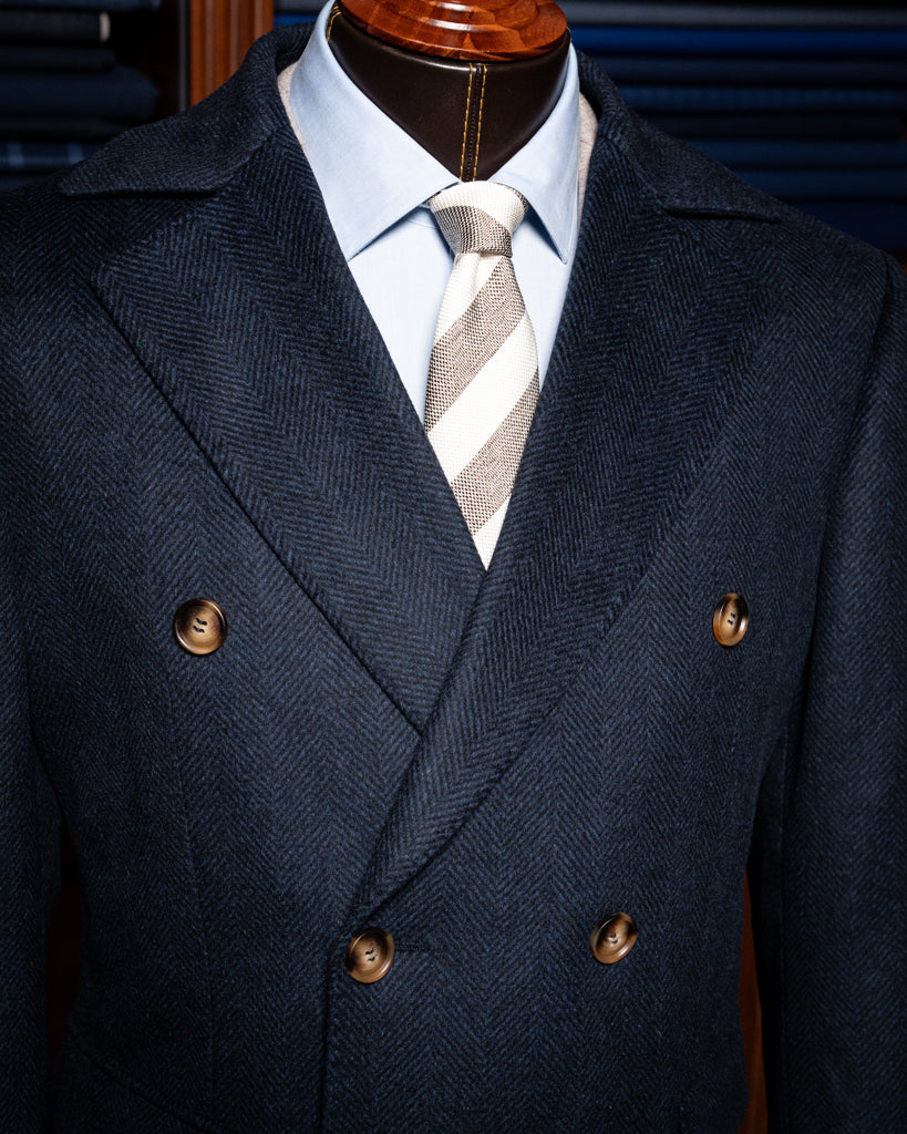 Cappotto Blu Spinato