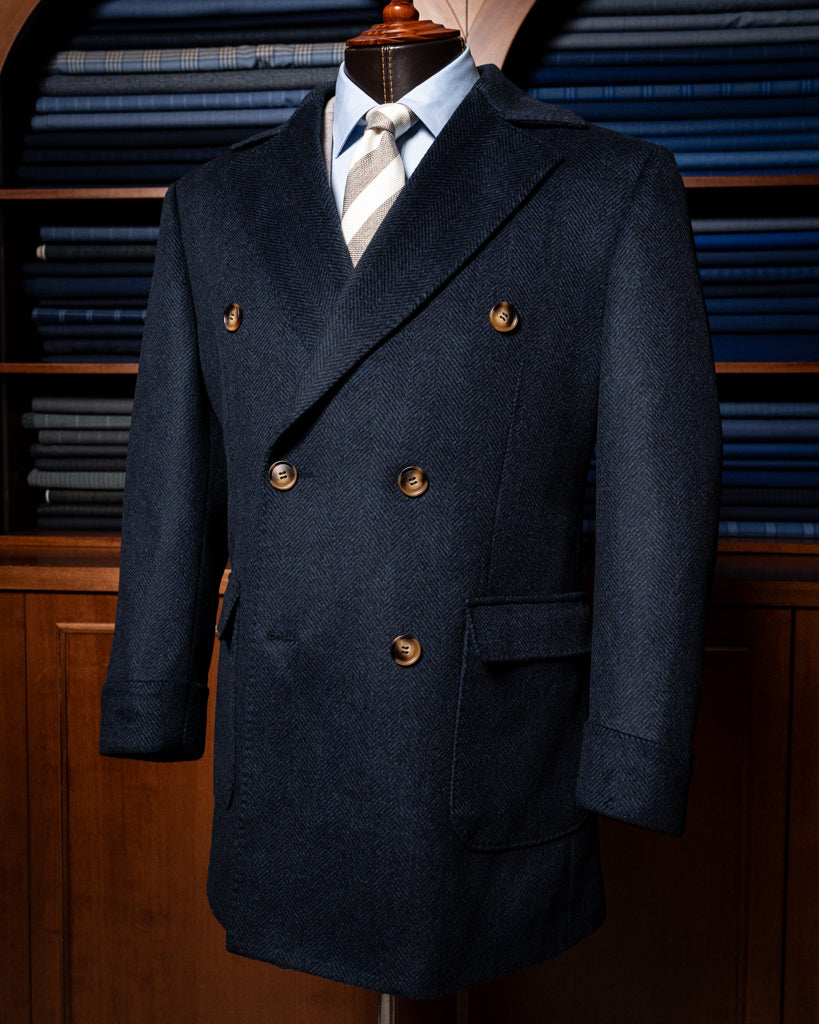 Cappotto Blu Spinato