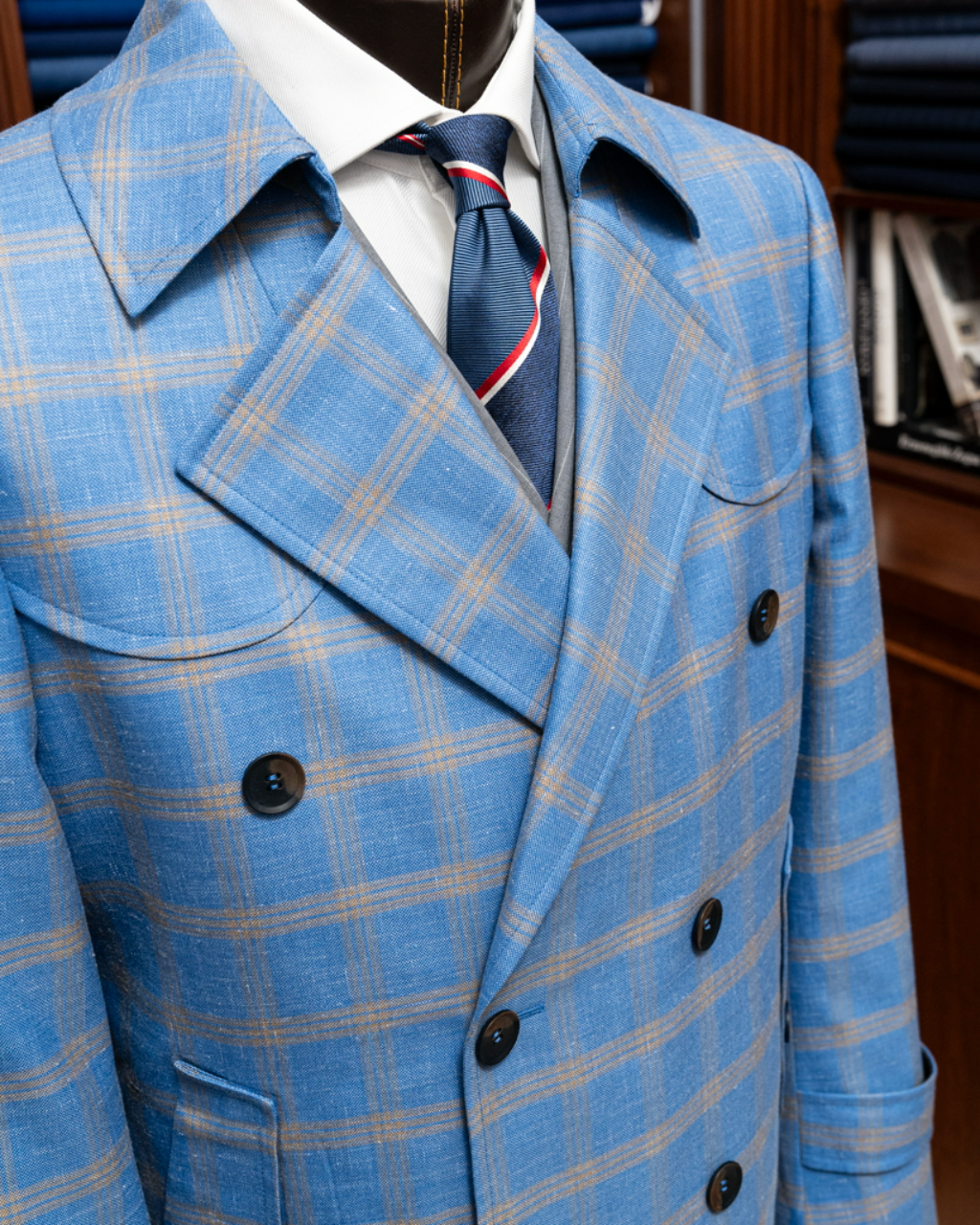 Cappotto Azzurro a Quadri