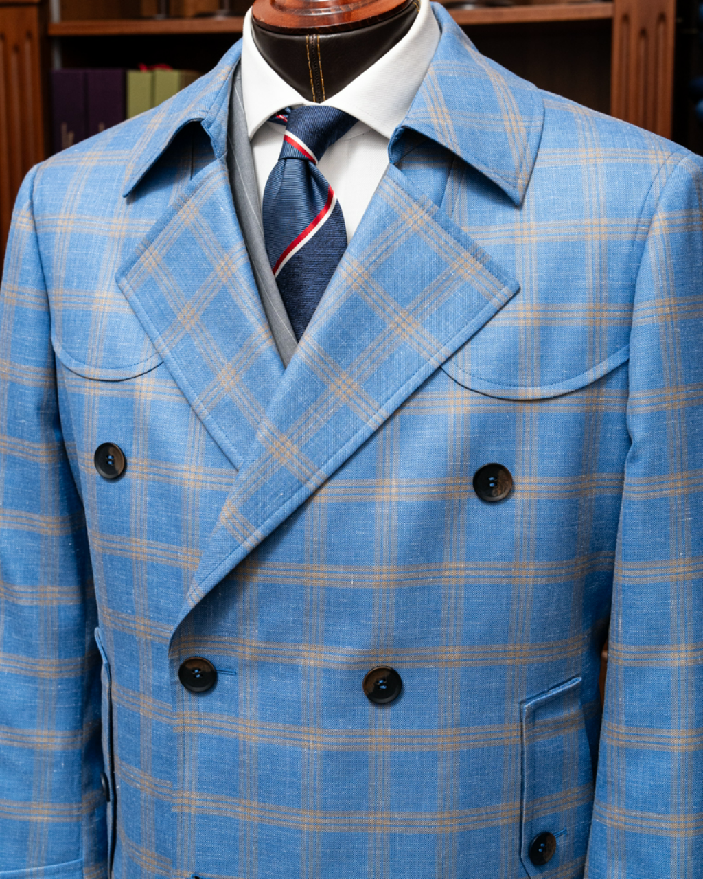 Cappotto Azzurro a Quadri