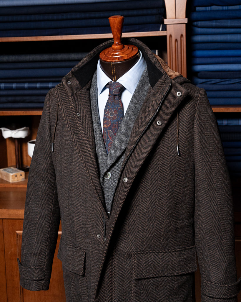 Cappotto Marrone Spinato