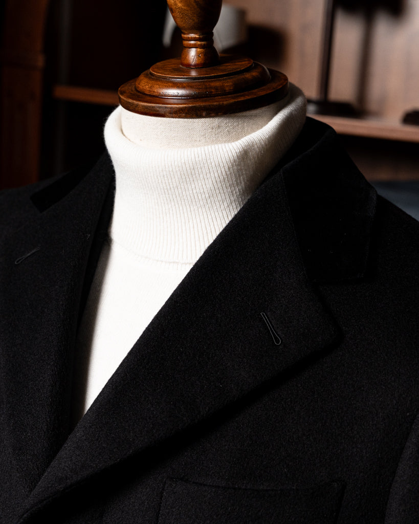 Black Single-Breasted Wool Cashmere Coat