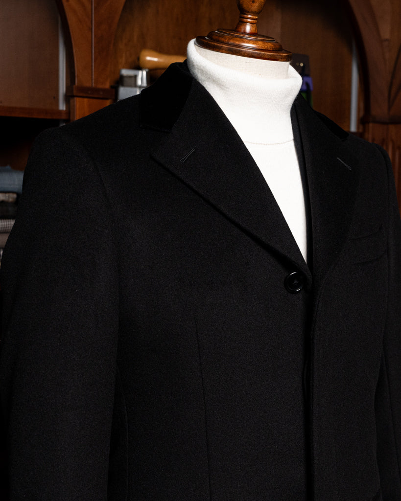 Black Single-Breasted Wool Cashmere Coat