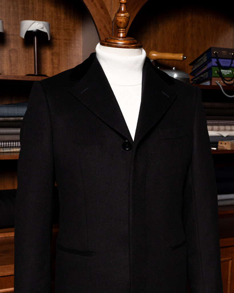 Black Single-Breasted Wool Cashmere Coat