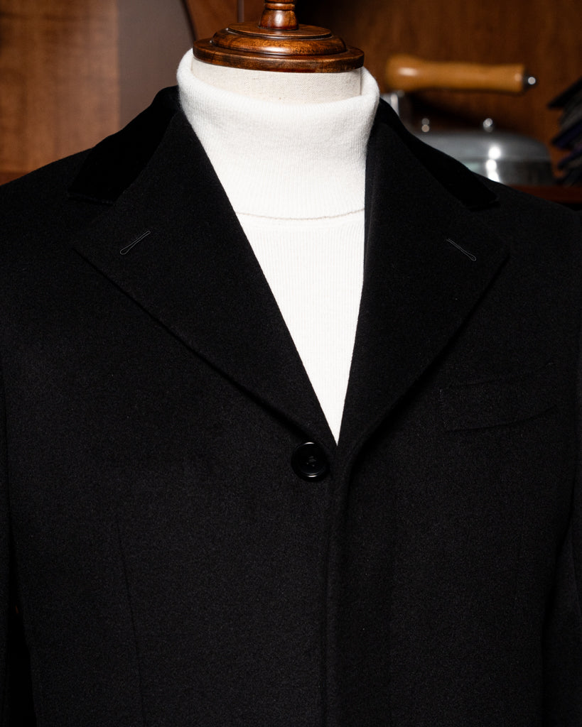 Black Single-Breasted Wool Cashmere Coat