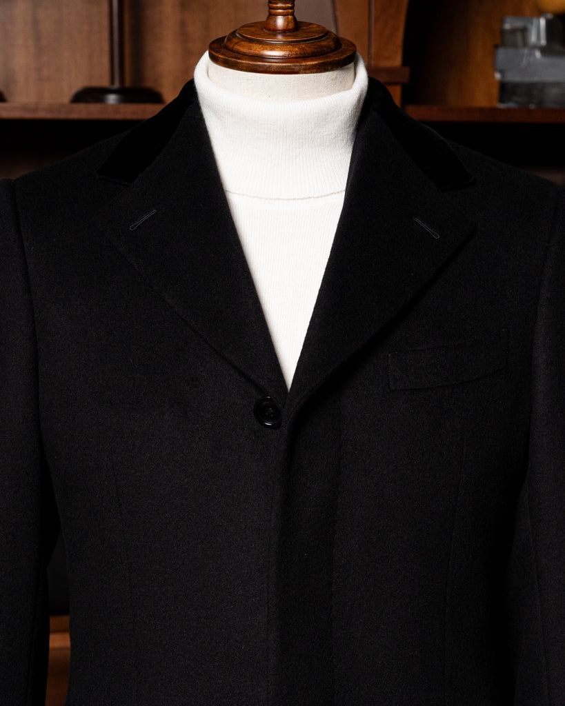 Black Single-Breasted Wool Cashmere Coat
