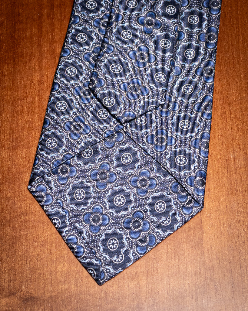 Agostino Blue Tie with Flowers