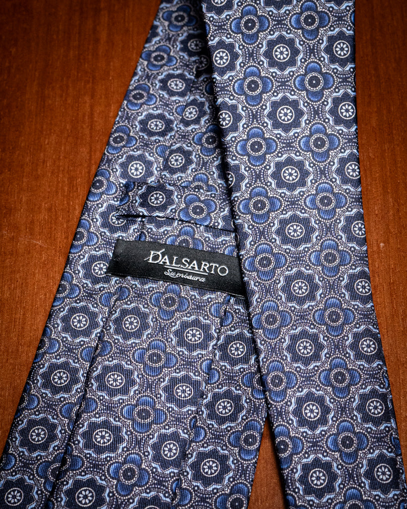 Agostino Blue Tie with Flowers