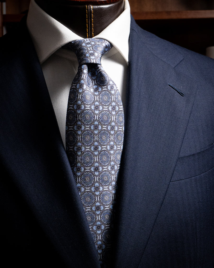 Agostino Light Blue Tie with Flowers