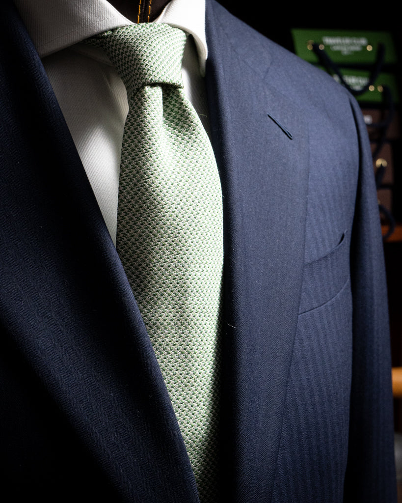 Agostino Tie White and Green Patterned