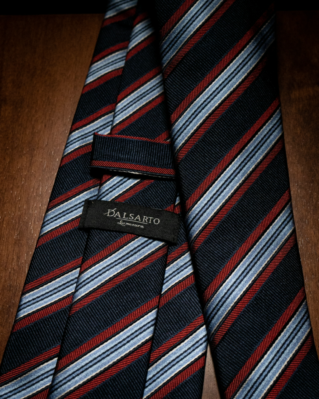 Agostino Blue Tie with Red Regimental Pattern