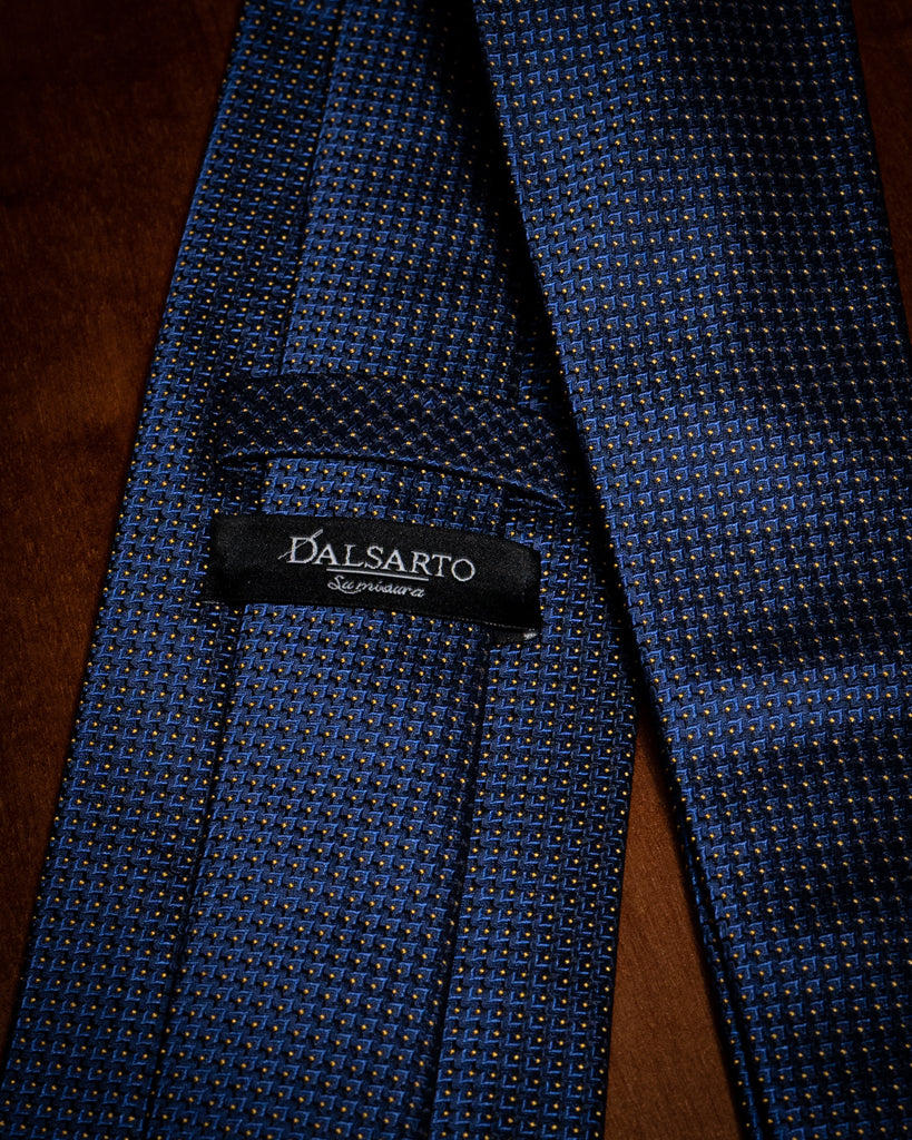Agostino Blue Tie with Yellow Polka Dots Micro Pattern