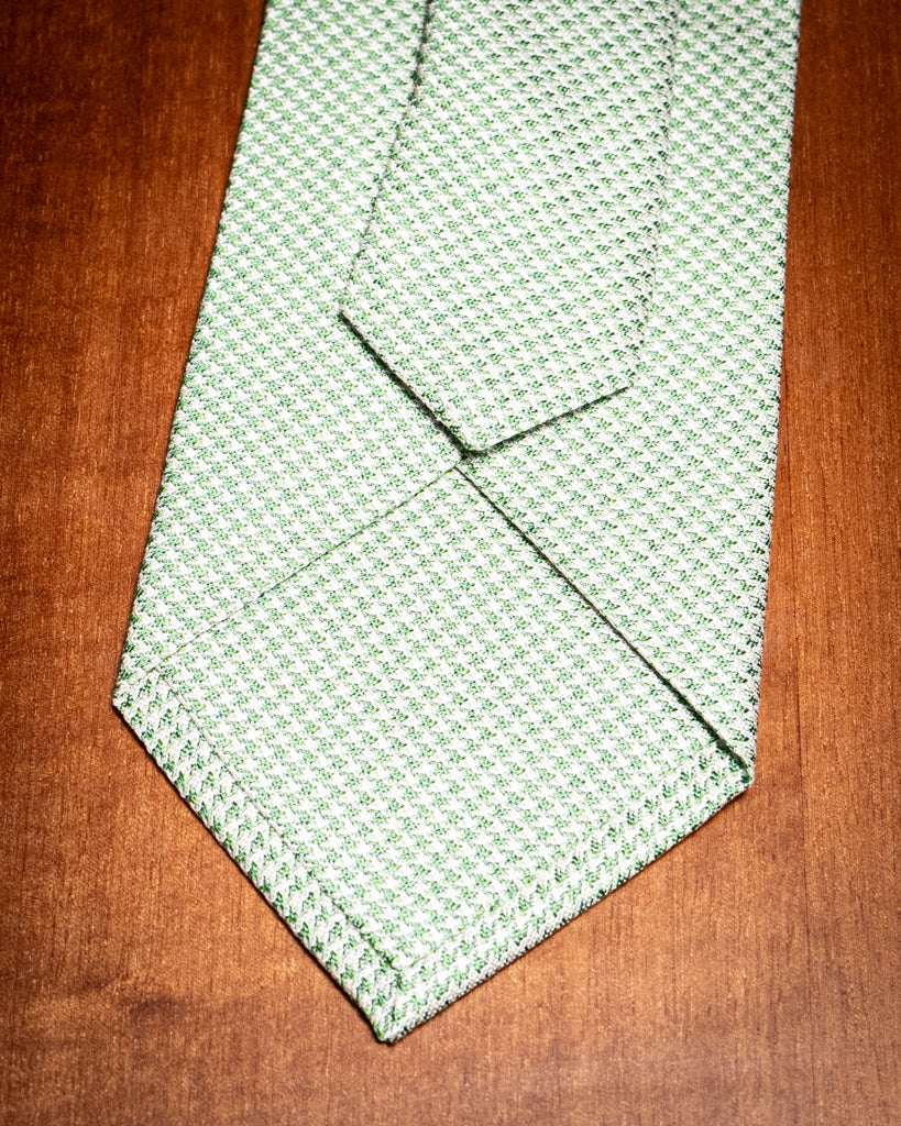 Agostino Tie White and Green Patterned