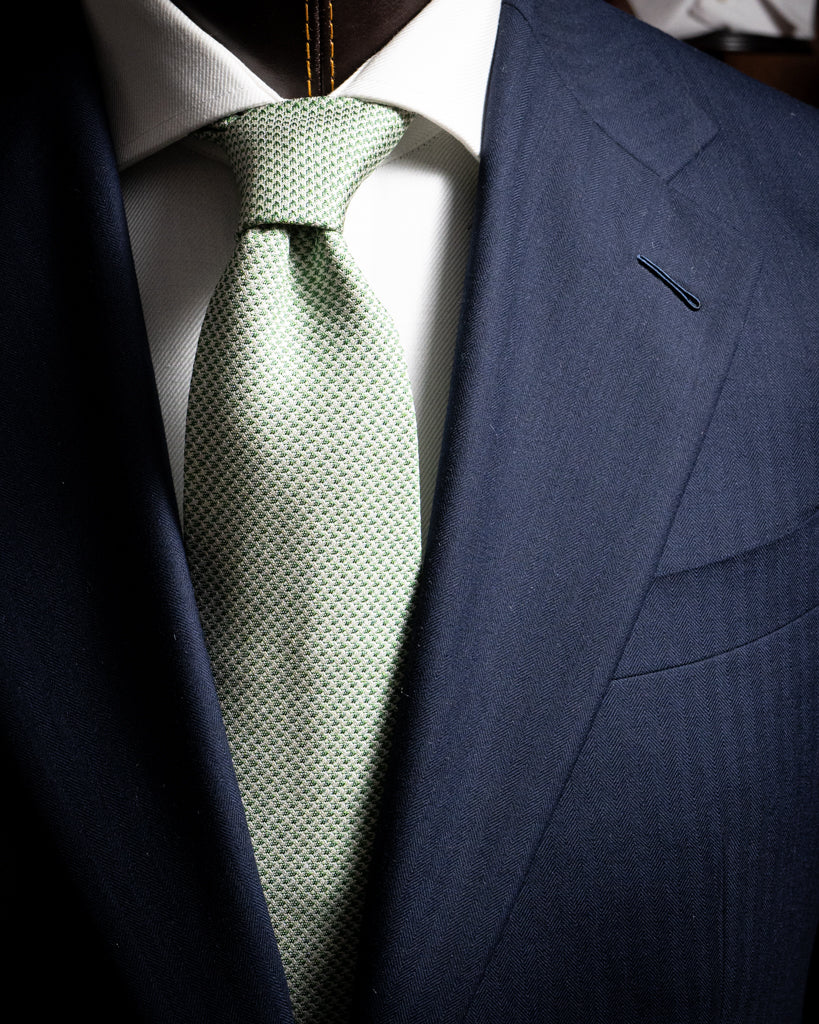 Agostino Tie White and Green Patterned