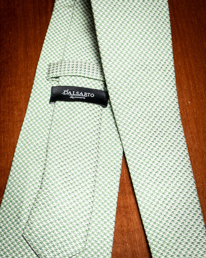 Agostino Tie White and Green Patterned