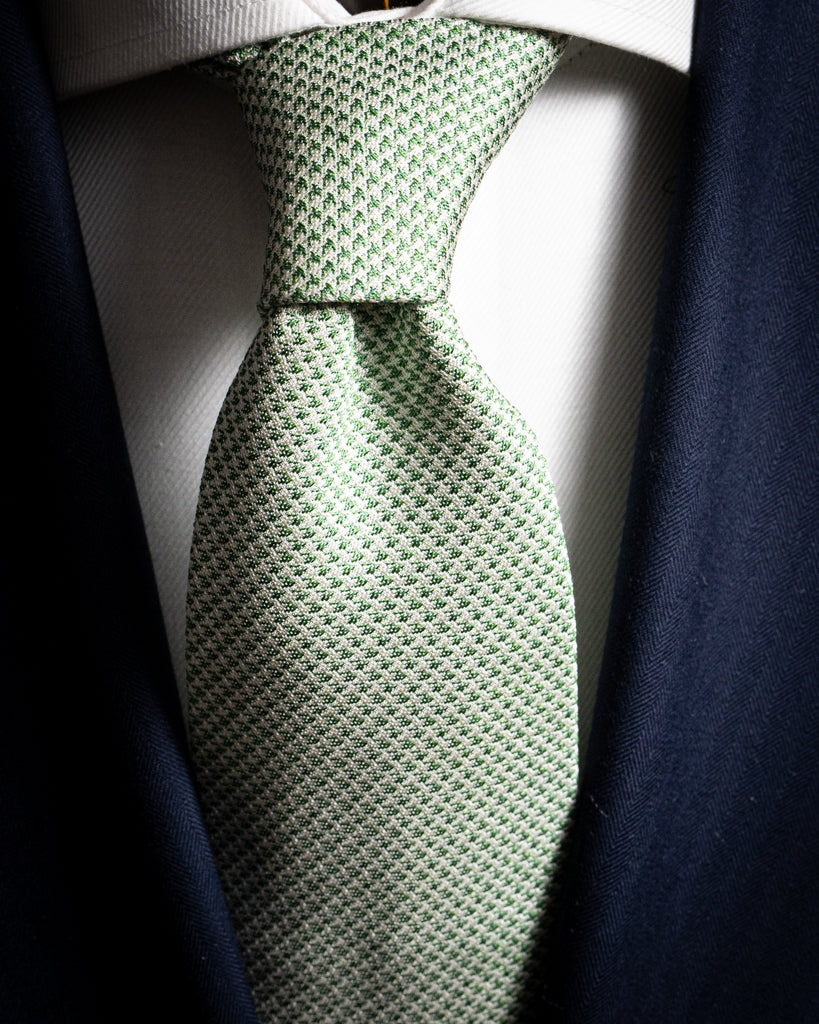 Agostino Tie White and Green Patterned