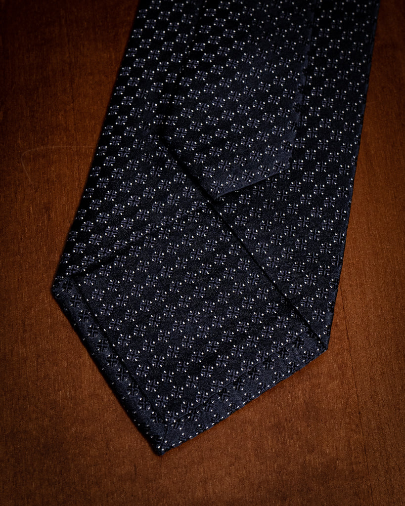 Agostino Blue Tie with White Round Micro Pattern