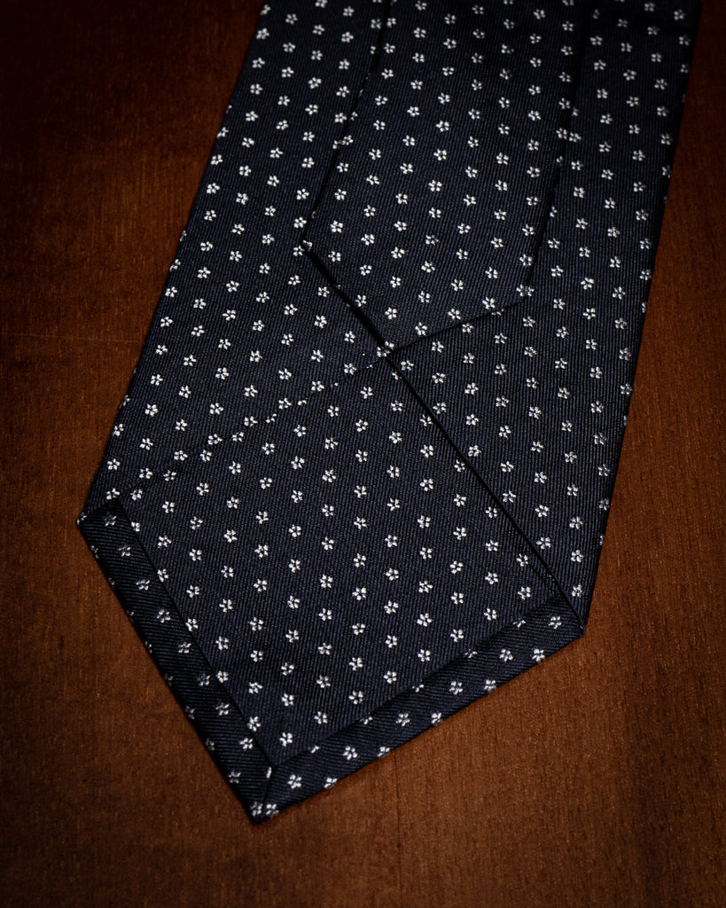 Agostino Blue Tie with White Micro Flowers