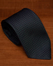 Midnight Blue Jacquard Tie with Forest Green Grid and Magenta Dots